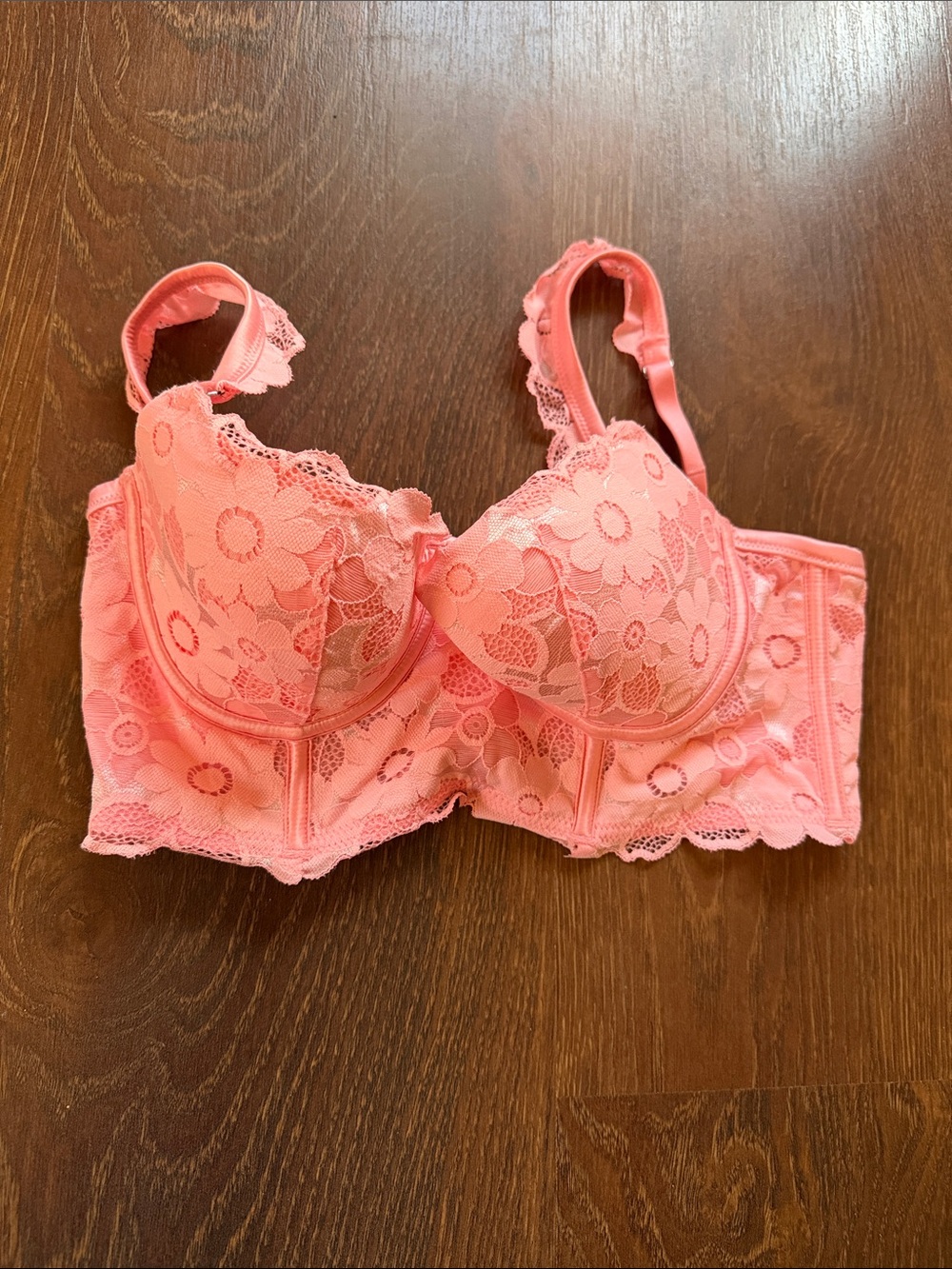 aerie Coral Pink Lace Longline Bra